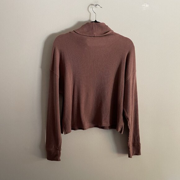 Abercrombie & Fitch Soft A&F Cozy Women S Brown Waffle Knit Turtleneck Sweater - Picture 10 of 10